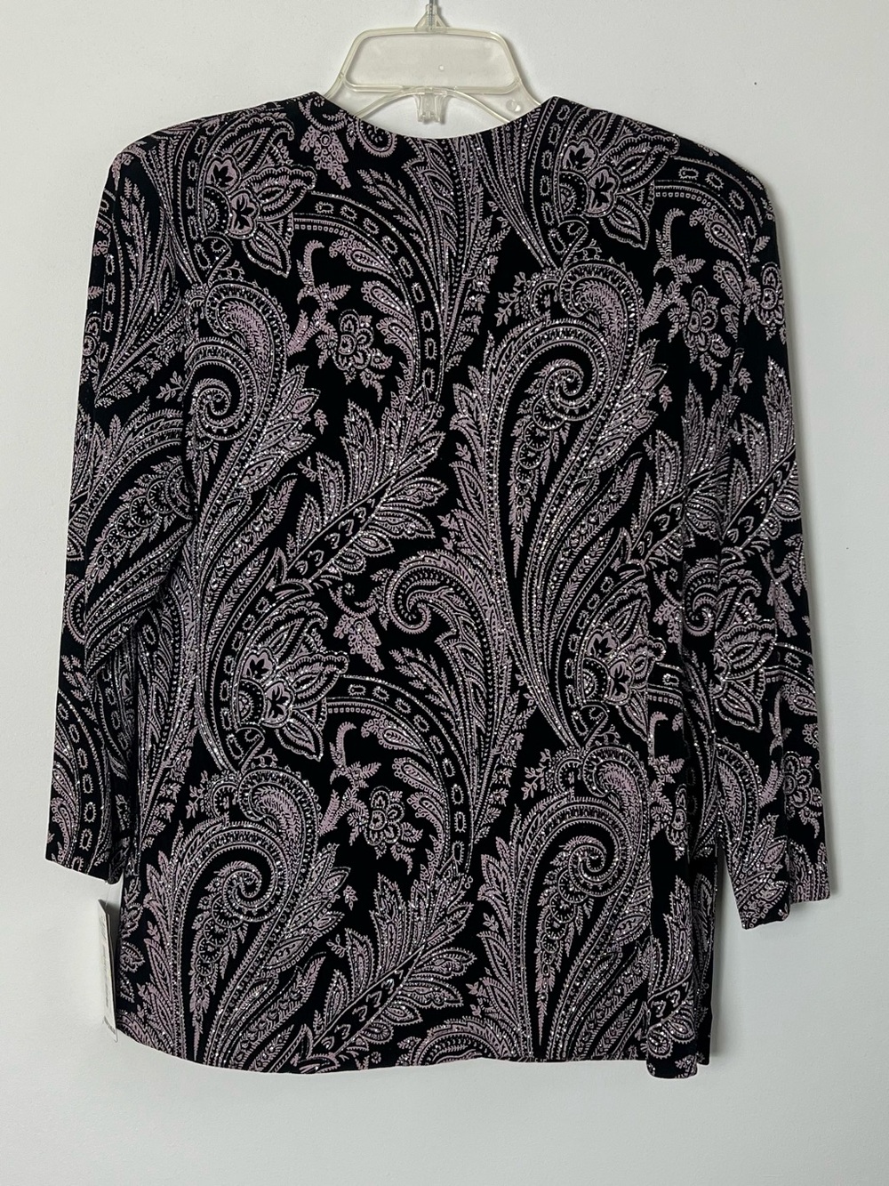 Alex Evenings Glitter Paisley Print Twinset Jacket Tank Top Set Black Stone M - Picture 3 of 16